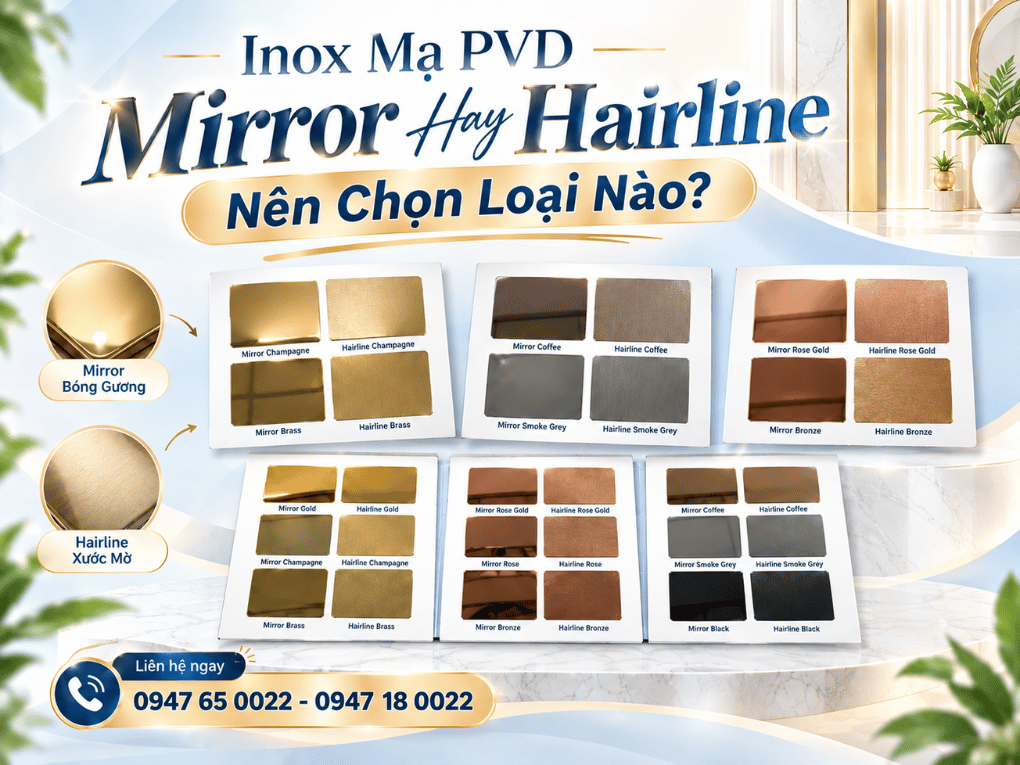 inox ma pvd mirror hay hairline nen chon loai nao